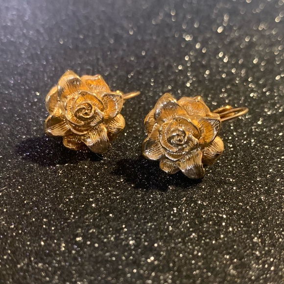 Avon Jewelry - AVON gold earrings. Rose mold shape.